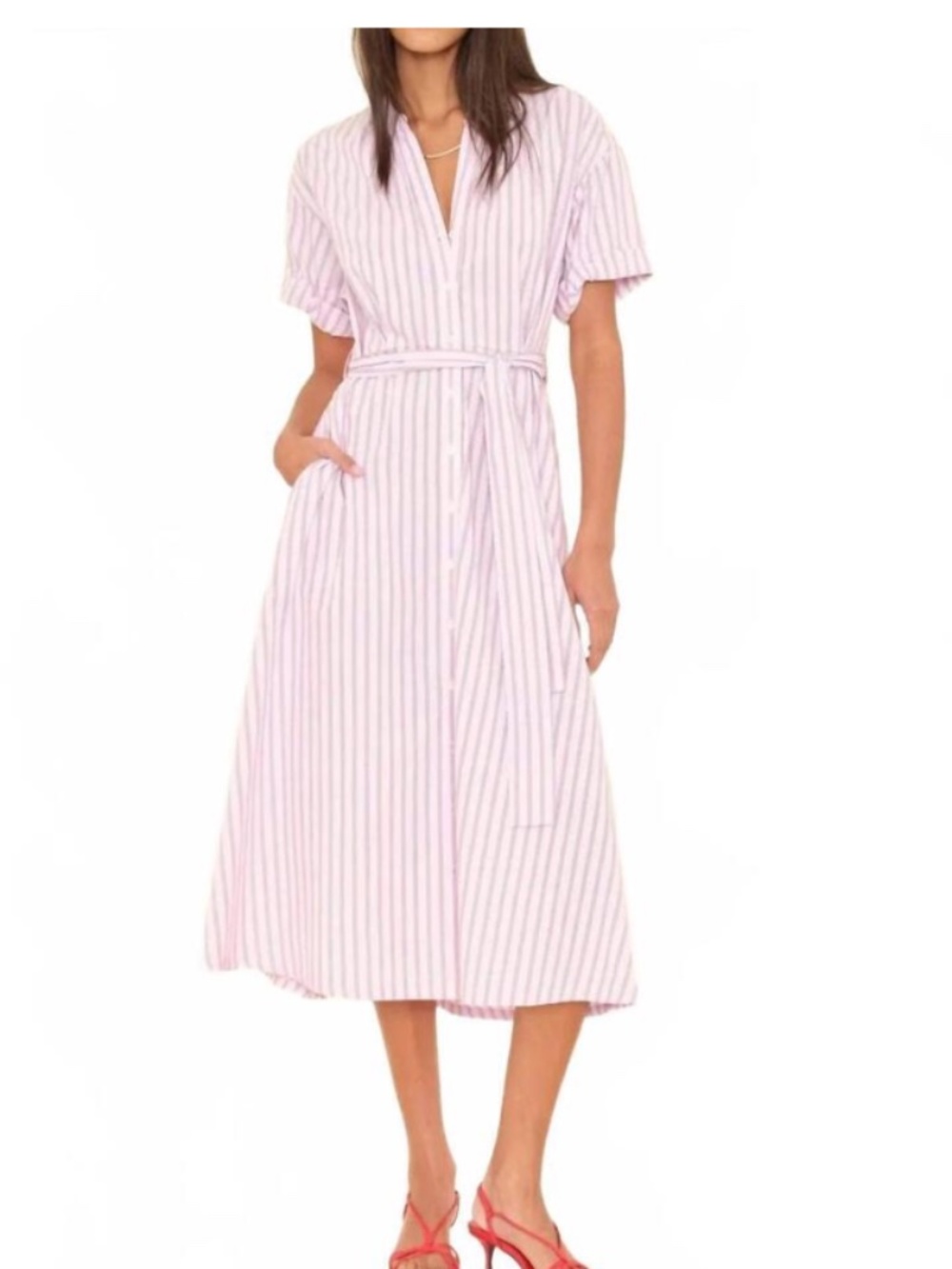 Xirena XS purple red striped shirtdress Liora midi dress